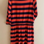Lilla P Pima Rugby Jersey Scoop Neck Drop Waist Cotton Modal Stripe Dress M Blue Size M Photo 3