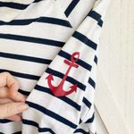 Nautica Womens Striped Hoodie Sleep Shirt Nightgown Navy White Anchor Small Photo 1