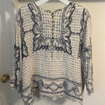 Anthropologie Maeve Navy and white Boho Blouse Photo 0