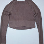 OFFLINE by Aerie Ribbed Long Sleeve Cropped Athletic Top Mauve LG Brown Size undefined Photo 0