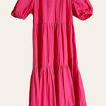 Peter Som Pink Puff Sleeve Tiered Puff Sleeve Poplin Midi Dress Size 4 Photo 5