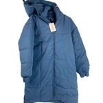 Missguided Misguided blue long puffer coat Tall LL square quilted puffer coat size 2 womens Photo 0