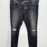 EXPRESS  Black Wash Stella Skinny Denim Jeans Distressed Mid‎ Rise Women Size 10 Photo 0