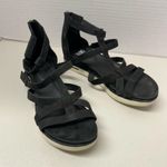 Eileen Fisher  Black Suede Leather Strappy Sandals Womens 8 Flats Comfort Shoes Photo 1