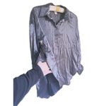 H&M Silver Metallic Button-Up Blouse Small NYE Photo 11
