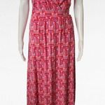 Garnet Hill Pink Modern Geo Surplice Maxi Dress Size 12 Photo 0