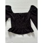 Forever 21 Vintage Y2K Black Floral Milkmaid Top Long Sleeve Square Neck Small Photo 2