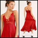 Free People NWT  Adella Maxi Slip Dress In Red Size M Photo 2