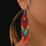 Bohemian Native American Ethnic Style Fashion Minimalist Glass‎ Beaded Earrings Photo 11