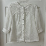 a.n.a  White Sheer Beachy Button‎ Up Resort Festival Cruise Sz M 3/4 Sleeve Photo 0