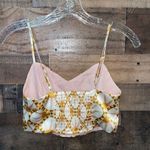 House of Harlow 1960 Satin Printed Bralette Crop Top Gold Size XS Photo 4