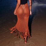 Free People New!  x‎ Flook Rust Brown Crochet Brooke Maxi Skirt, size XS Photo 2