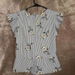 Sweet Wanderer Women’s Floral Stripe Blouse w/Tie Sz Medium- Summer Season Photo 1