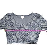 LuLaRoe |  | Blue White Floral Pattern Flowy Knee Length Sleeve Crew Neck Dress Photo 5