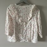 Love Shack Fancy  Cream & Pink Floral Print Ruffle Blouse Photo 5