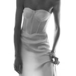 ZARA  Rhinestone Strapless Bustier Midi Dress with Slit Photo 0