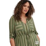 Torrid  Plus Mini Challis Stripe Green High-Low‎ Shirt Dress Size 22 Photo 1