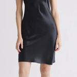 Quince NWT 100% Washable Silk Mini Slip Dress Black Small Photo 0