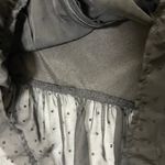 Chelsea and Violet Sheer Peplum Long Sleeve Blouse Large Polka Dot Texture Black Photo 7