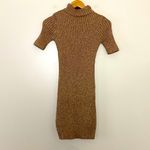 For Love & Lemons  Knitz Rose Gold Sparkle Sweater Dress Short Sleeves Size M Photo 2