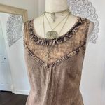 Early 2000's Tan Brown Embroidered Whimsygoth Boho Cami Tank Top S Photo 1