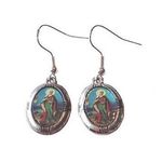 Silver Virgin Mary Earrings Christian Religious Holy Blessed Mother Charm NWT Photo 0