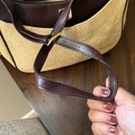 Etienne Aigner  Beige Woven & Dark Burgundy‎ Trim Five-Compartment Shoulder Bag Photo 6