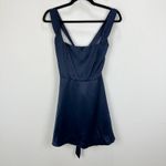 Lulus NEW  Admirably Chic Navy Blue Satin Lace-Up Mini Dress With Pockets Medium Photo 5