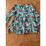 Anthropologie RD + Koko Blue Long Sleeved Teal Floral Printed Top” Photo 9