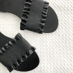 Rigenerato Victor Black Leather Ruffle Trim Simple Slide Slip On Sandals 37 Size 6 Photo 13