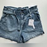 Kancan NWT women’s size 28 paper bag waist denim shorts Blue Photo 0