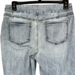 Chico's Chico’s SZ 2 (12) Pull-On Capris Jeans Hi-Rise Tiered Frayed Hems Stretch Blue Photo 4