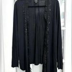 Saks 5th Avenue Saks Fifth Avenue Black Ruffle Sequin Lightweight Open Front Cardigan Size M Photo 12