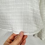 Lulus White Ribbed Long Sleeve Blouse Womens L V Neck Casual Classic Shirt Top Size L Photo 3