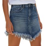 We The Free FREE‎ PEOPLE  Bailey Denim Mini Fringe Hem Mini EUC Size 26 Photo 0