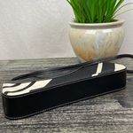 Kate Spade  Black & White Striped Zip Top Shoulder Handbag Photo 3