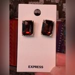 EXPRESS Garnet Red Rectangle Earrings – Sophisticated Everyday Jewelry Photo 1