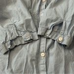 Anthropologie Odille  Sz 2 Blue White Pinstripe Gathered Waist Button Down Shirt Photo 7