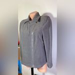 Isaac Mizrahi Plush Stripped Zip-Up Jacket Grey Size L Photo 4