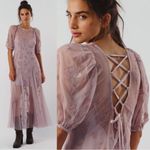 Free People  Ethereal Fairy Princess Viola Midi Maxi Slip Dress Lavender Sheer XS Photo 2