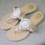 Vince Camuto White and Tan Sandals Minimalist Design Size 8.5 Photo 0
