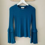 Altar'd State Ribbed Bell Sleeve Top Blue Sz XS Photo 0