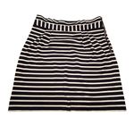Kate Spade Pencil Skirt Side Zipper Pleated Front Navy White Cotton Size 10 Photo 1