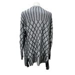 Women's Black & White Diamond Knit Cardigan Sweater Size Standard L Size L Photo 2