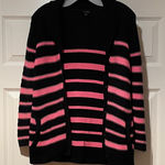 Talbots  Navy Blue and Pink Striped Cardigan Photo 0
