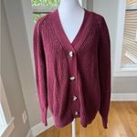 Gap Burgundy Wine Red V Neck Cotton Cardigan Sweater Size Large Photo 9