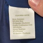 Marchesa Notte Navy/Gold Lace Embroidered Beaded Satin Sheath Evening Dress sz 8 Blue Photo 12