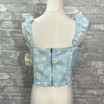 Altar'd State  Blue Ruffled Denim Crop Tank Top Photo 3