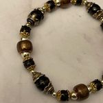 Black Brass and Gold Toned Beaded Stretch Bracelet Photo 1