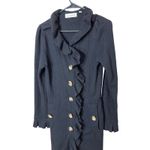 Charlie & Robin Black Ruffle Front Button Wool Blend Coat Women's Size M Size M Photo 1